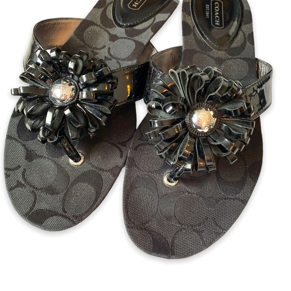 Coach “Skye” Black Low Wedge Sandal Flip Flops Sz 8.5B - Picture 5 of 11